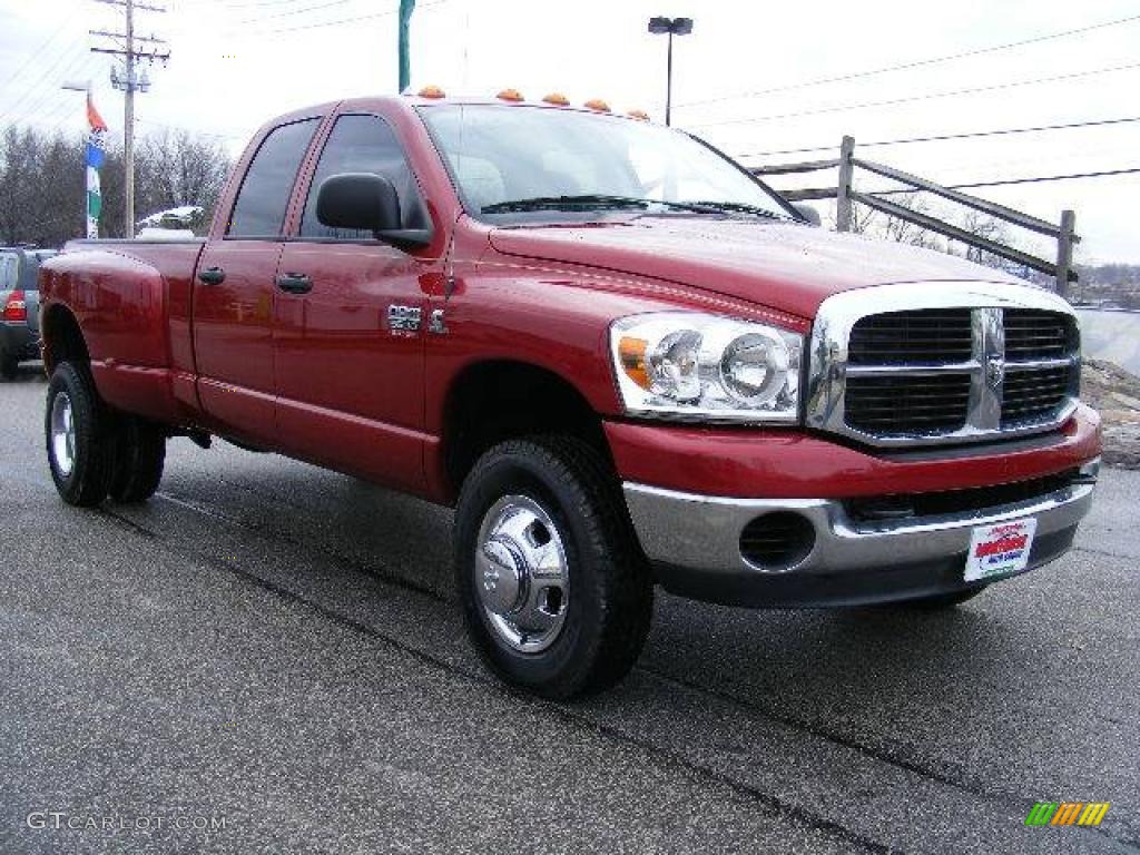 2007 Ram 3500 SLT Quad Cab 4x4 Dually - Inferno Red Crystal Pearl / Medium Slate Gray photo #7