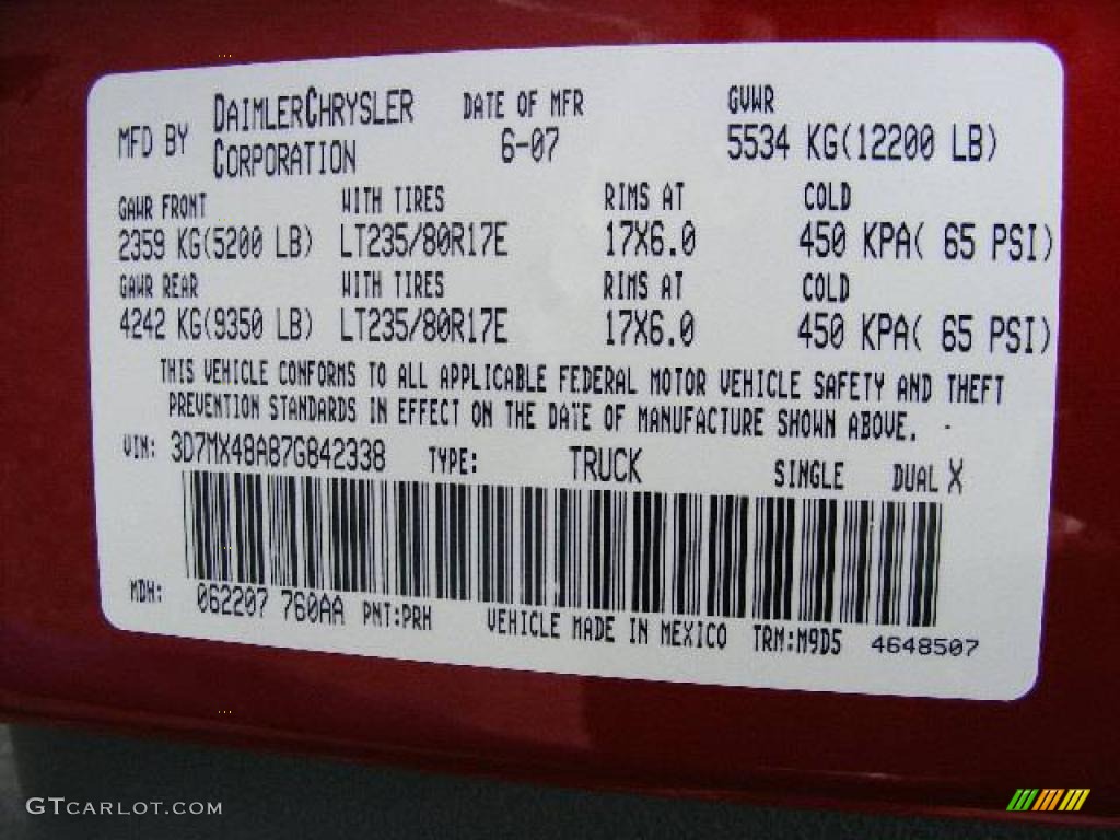 2007 Ram 3500 SLT Quad Cab 4x4 Dually - Inferno Red Crystal Pearl / Medium Slate Gray photo #29