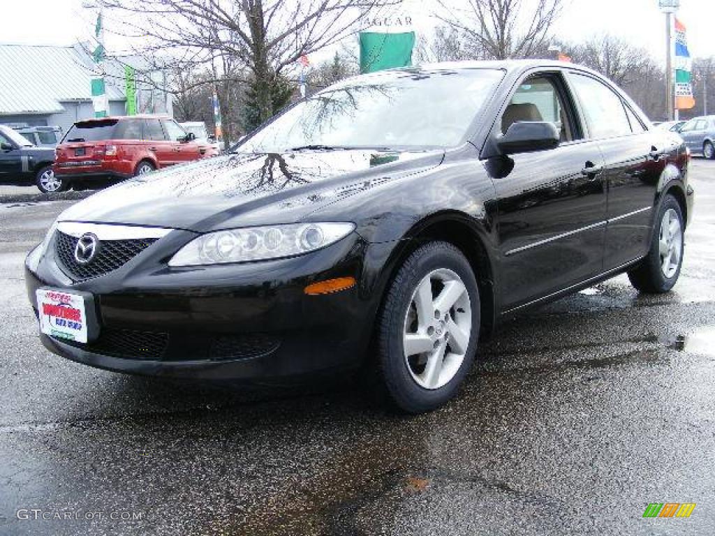 2004 MAZDA6 i Sedan - Onyx Black / Beige photo #1