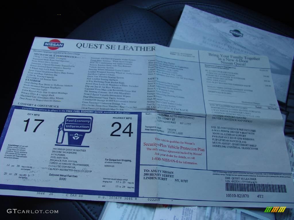 2000 Quest GLE - Classic Black / Slate photo #35