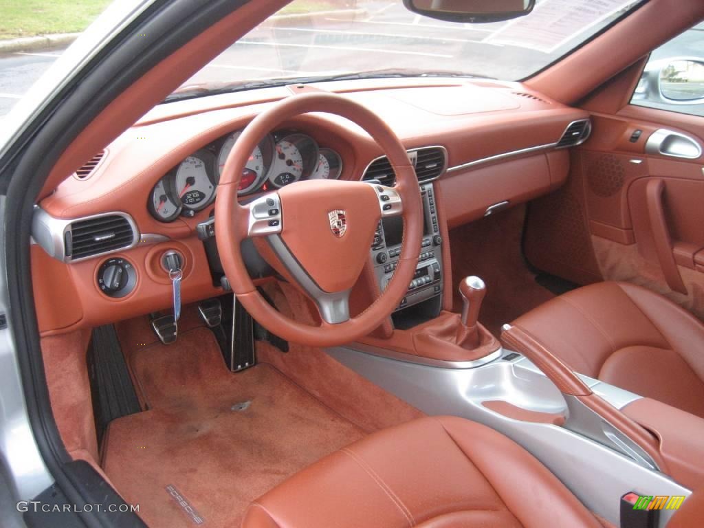 2007 911 Carrera 4S Coupe - Arctic Silver Metallic / Terracotta photo #20