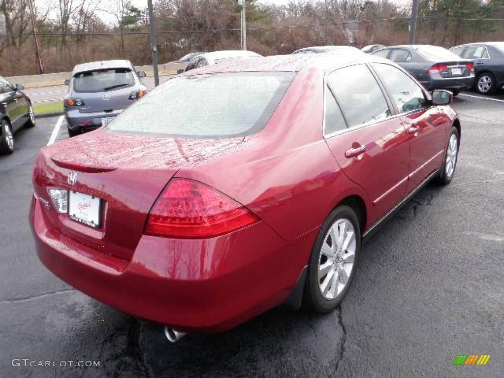 2007 Accord SE V6 Sedan - Moroccan Red Pearl / Gray photo #6