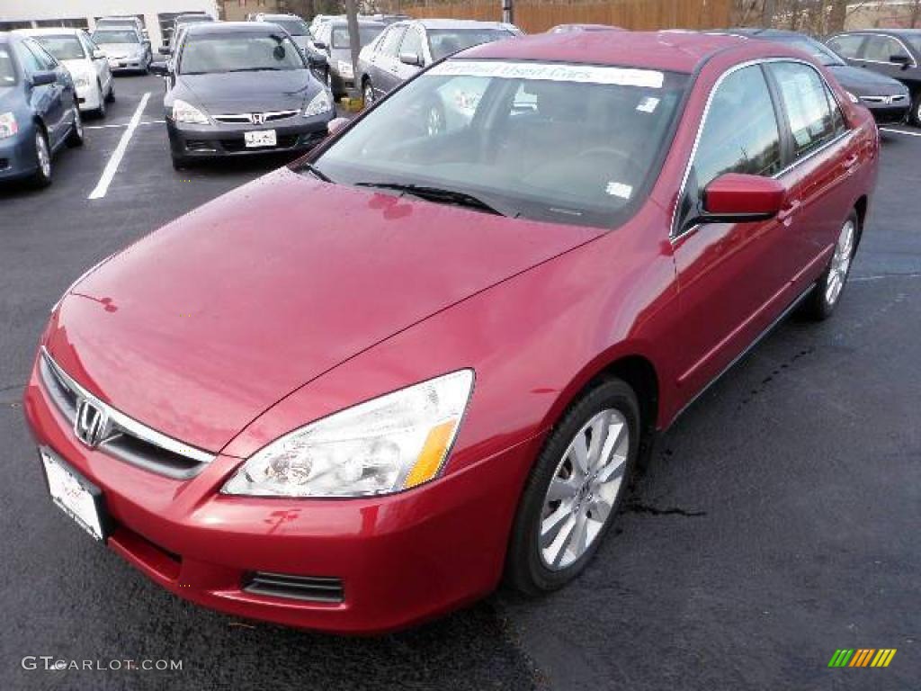 2007 Accord SE V6 Sedan - Moroccan Red Pearl / Gray photo #11