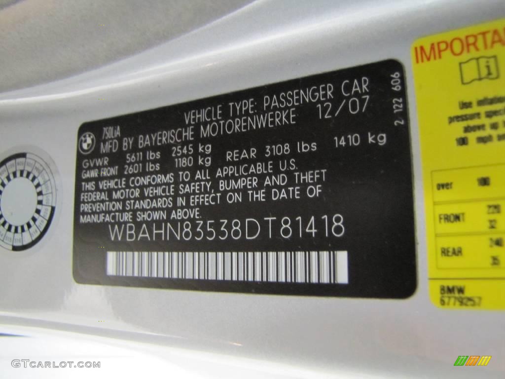 2008 7 Series 750Li Sedan - Titanium Silver Metallic / Flannel Grey photo #14