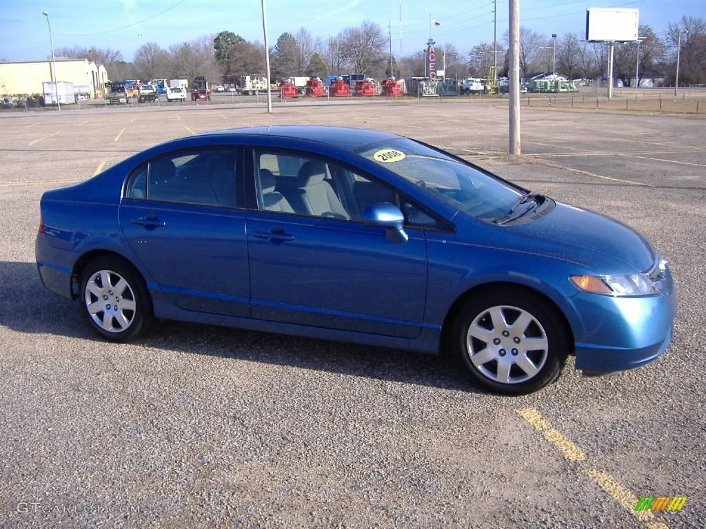 2008 Civic LX Sedan - Atomic Blue Metallic / Gray photo #3