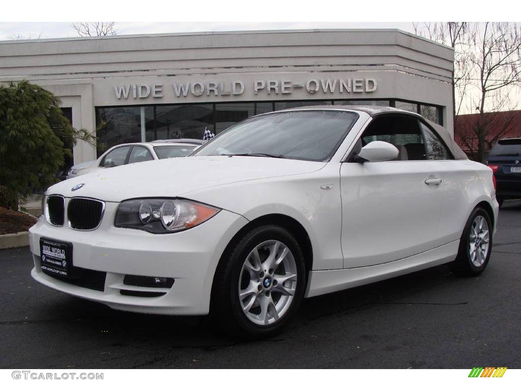 2008 1 Series 128i Convertible - Alpine White / Taupe photo #1