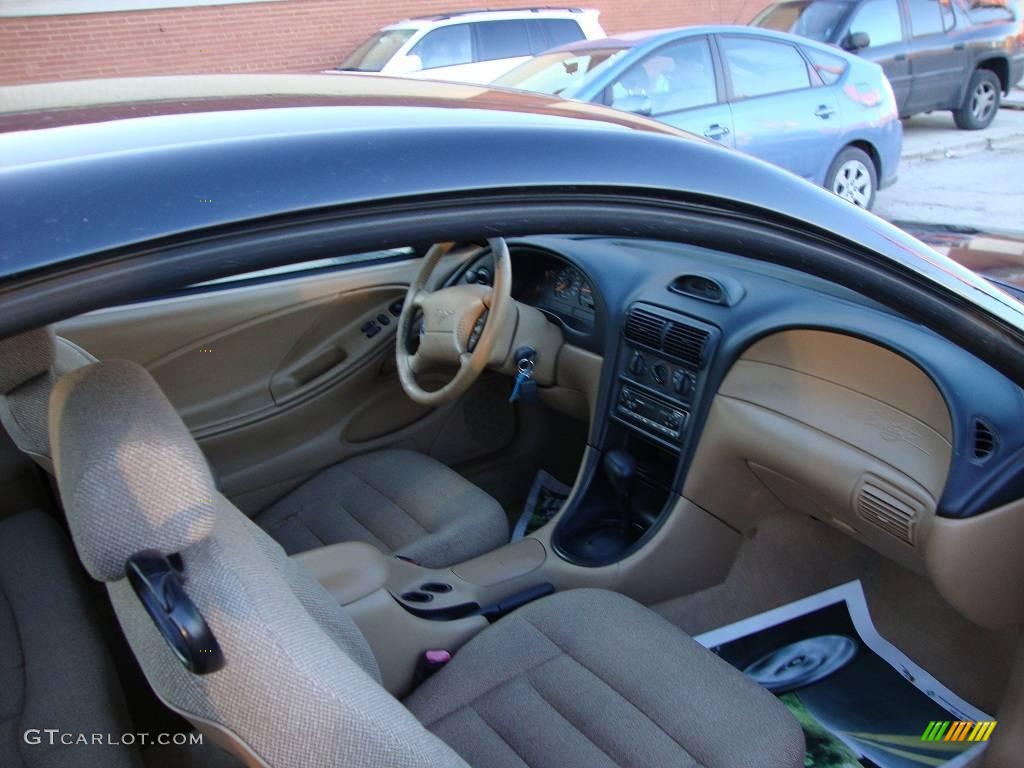 1997 Mustang V6 Coupe - Black / Saddle photo #6