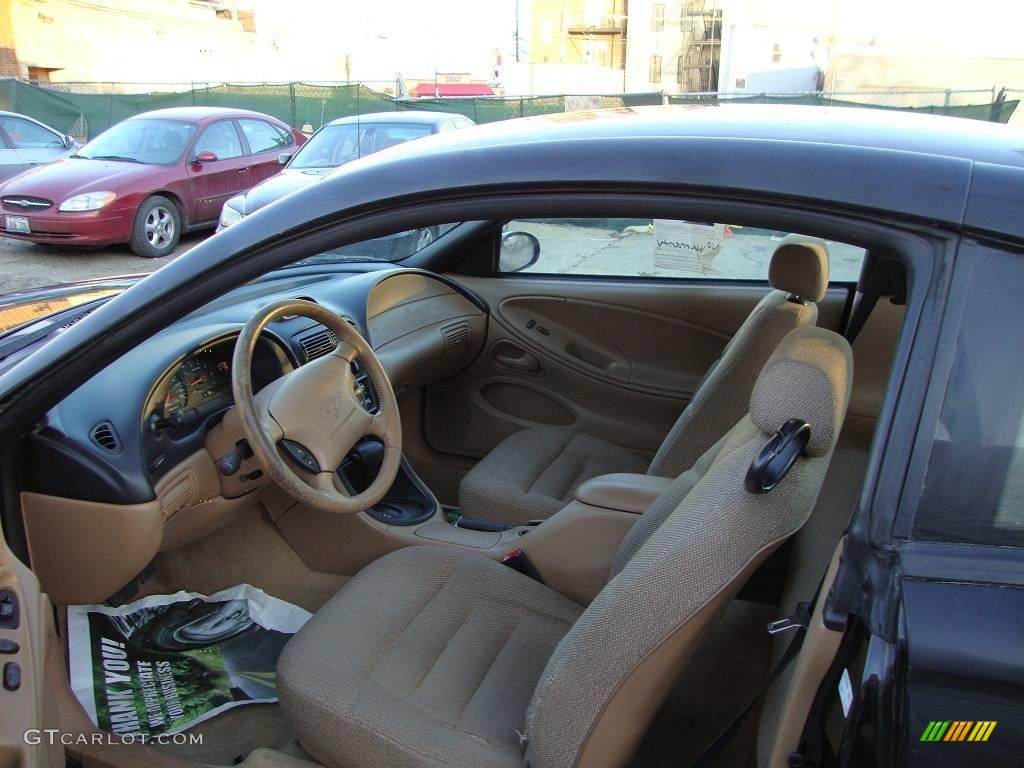 1997 Mustang V6 Coupe - Black / Saddle photo #9