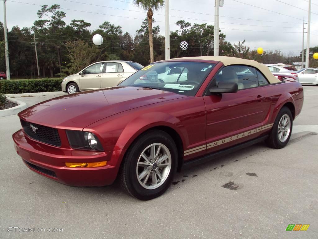 2005 Mustang V6 Premium Convertible - Redfire Metallic / Medium Parchment photo #1