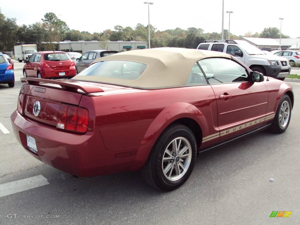 2005 Mustang V6 Premium Convertible - Redfire Metallic / Medium Parchment photo #8
