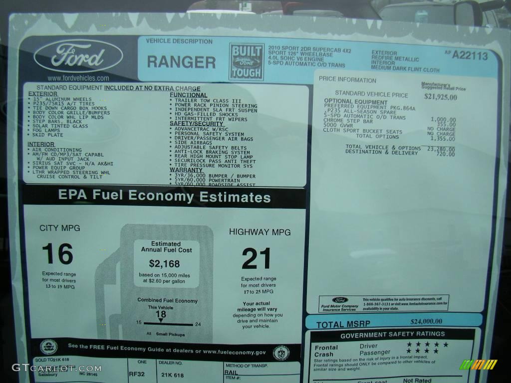 2010 Ranger Sport SuperCab - Redfire Metallic / Medium Dark Flint photo #12