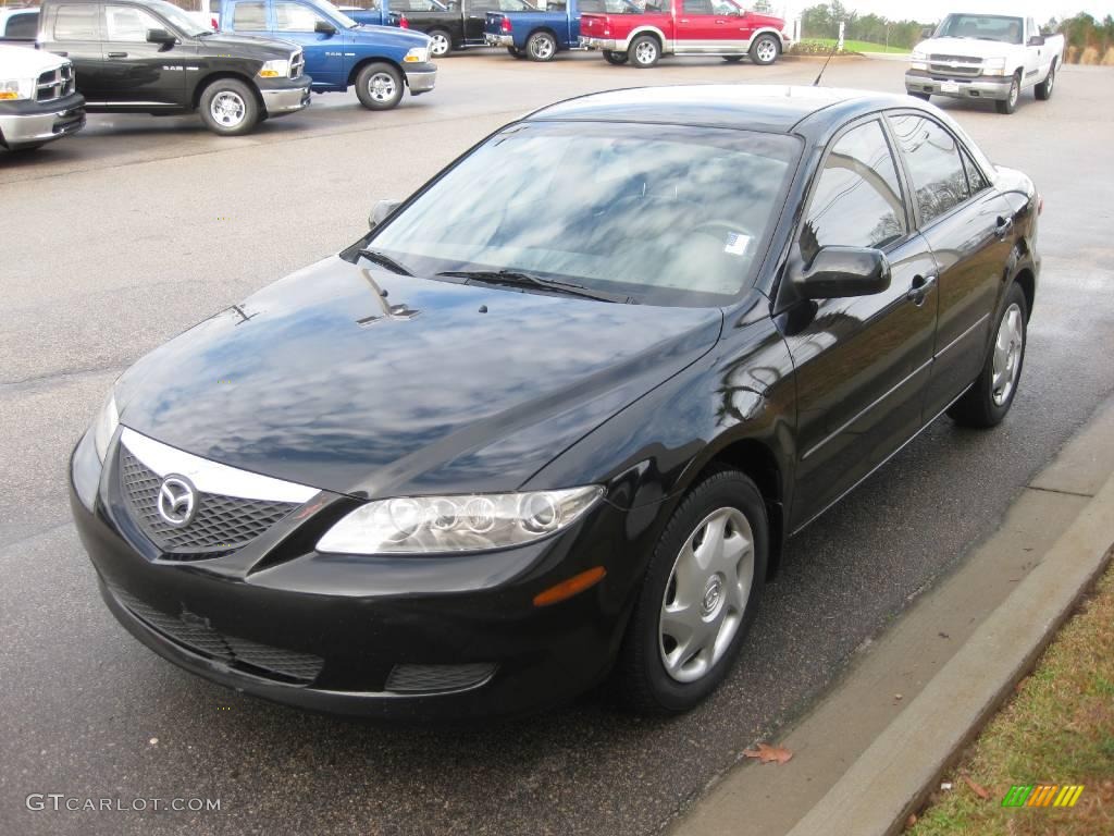 2004 MAZDA6 i Sedan - Onyx Black / Beige photo #1