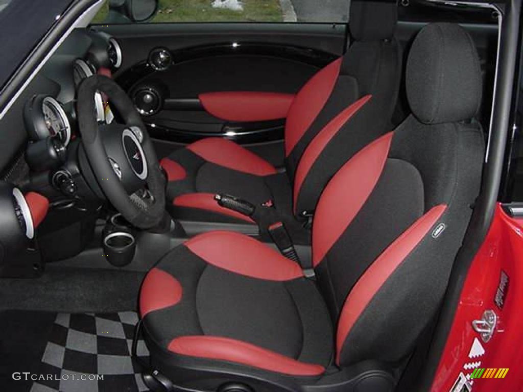 Rooster Red Leather/Carbon Black Interior 2010 Mini Cooper S Hardtop Photo #23482992