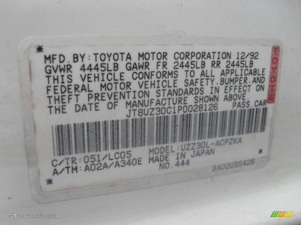 1993 SC 400 - Pearl White / Gray photo #12