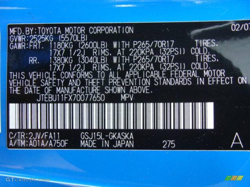 2007 FJ Cruiser 4WD - Voodoo Blue / Dark Charcoal photo #15