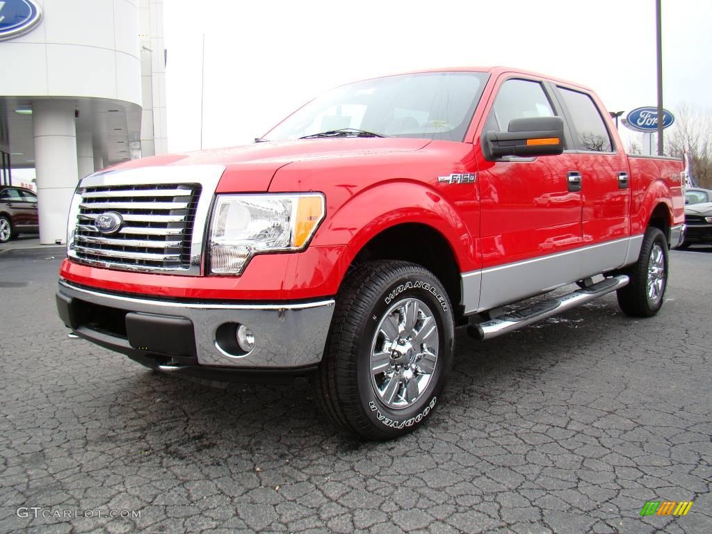 2010 F150 XLT SuperCrew 4x4 - Vermillion Red / Tan photo #6