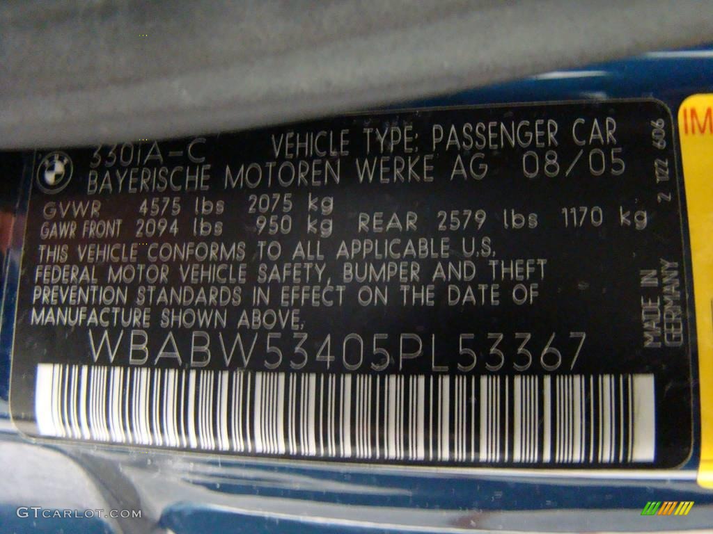 2005 3 Series 330i Convertible - Mystic Blue Metallic / Grey photo #15