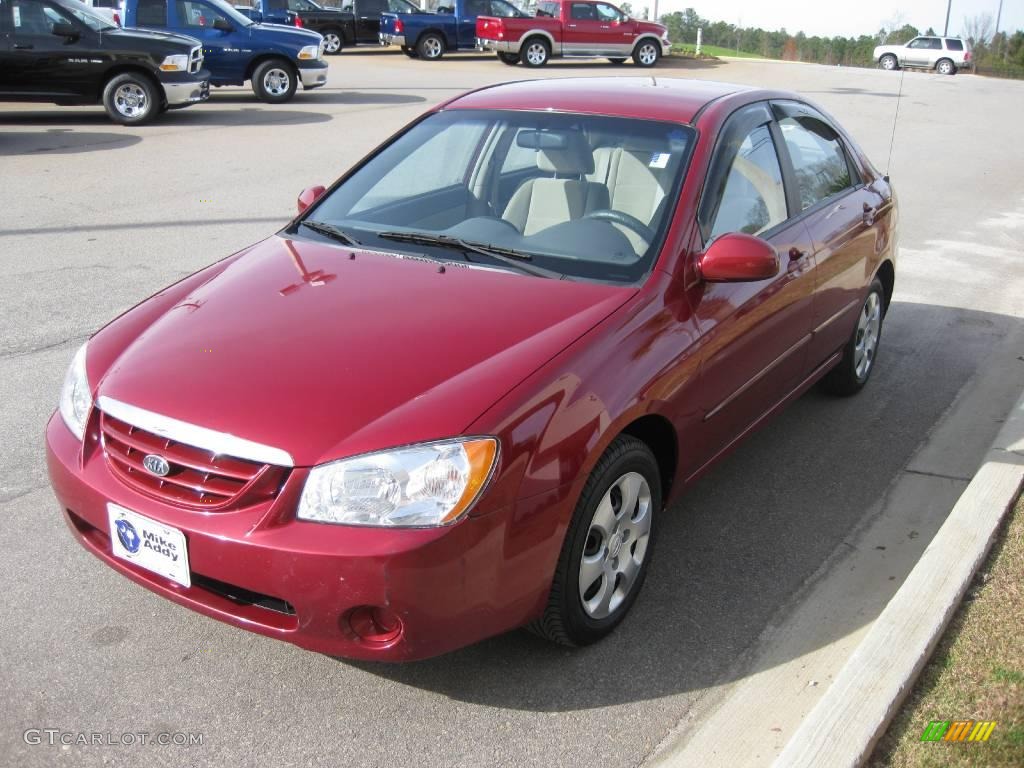 2006 Spectra EX Sedan - Radiant Red / Beige photo #1