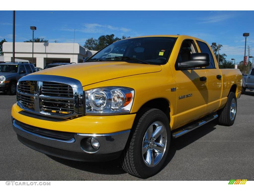 2007 Ram 1500 SLT Quad Cab - Detonator Yellow / Medium Slate Gray photo #1