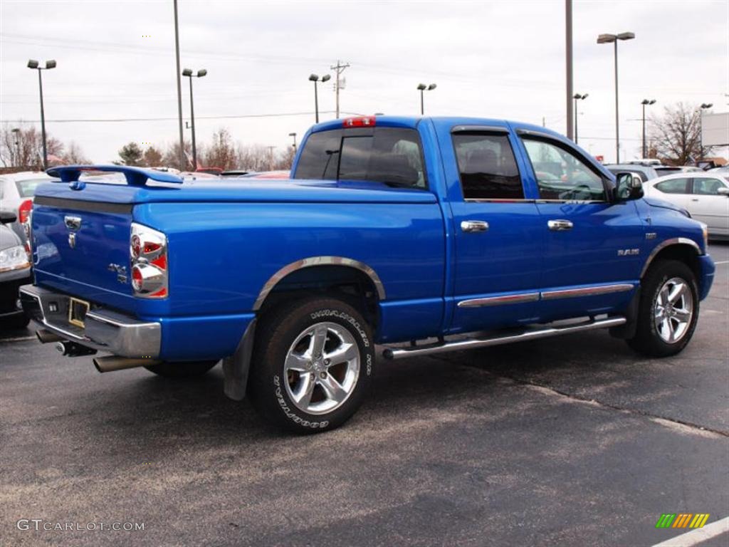 2008 Ram 1500 Laramie Quad Cab 4x4 - Electric Blue Pearl / Medium Slate Gray photo #3