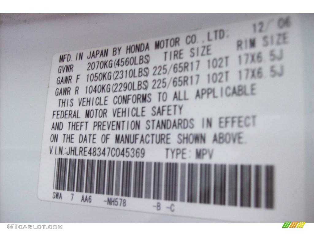2007 CR-V LX 4WD - Taffeta White / Gray photo #24