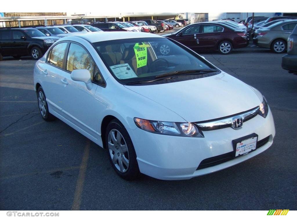 2008 Civic LX Sedan - Taffeta White / Ivory photo #1