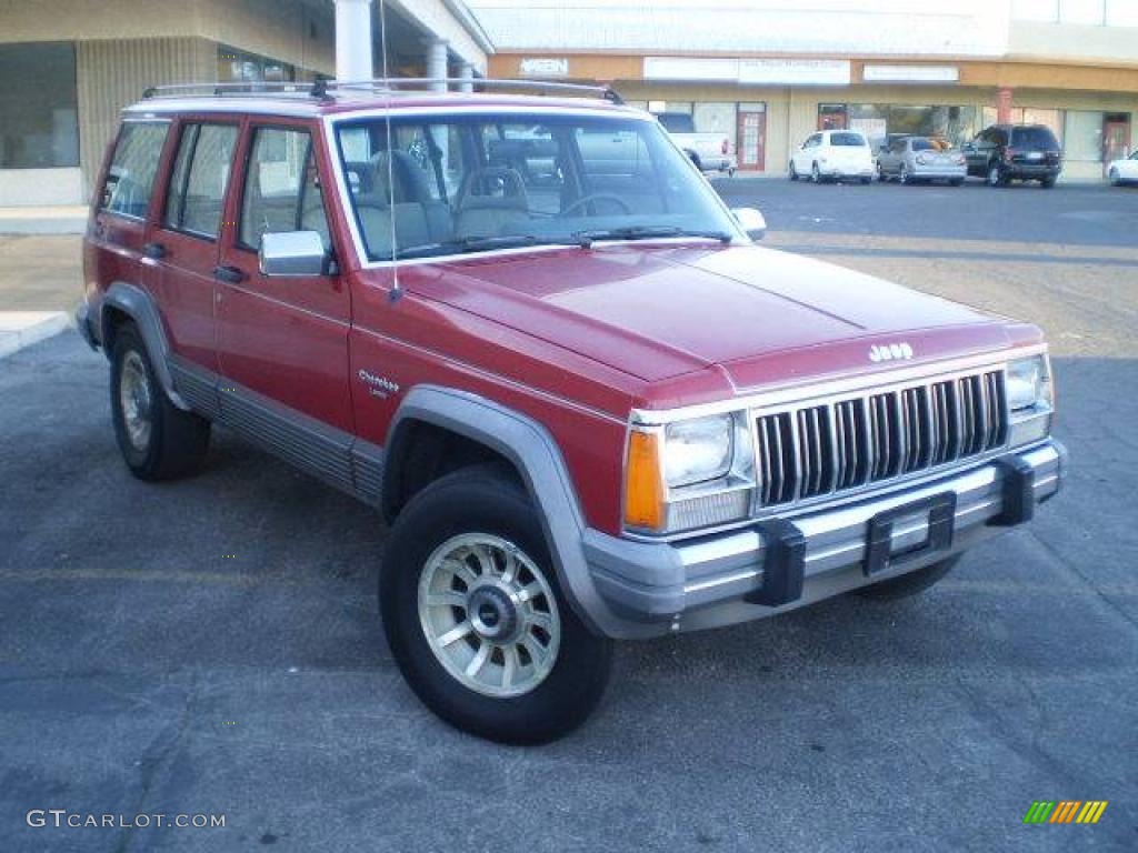 1990 Colorado Red Jeep Cherokee Laredo 4x4 #23570032 Photo ...