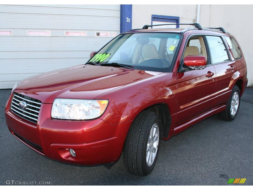 2006 Forester 2.5 X Premium - Garnet Red Pearl / Desert Beige photo #1