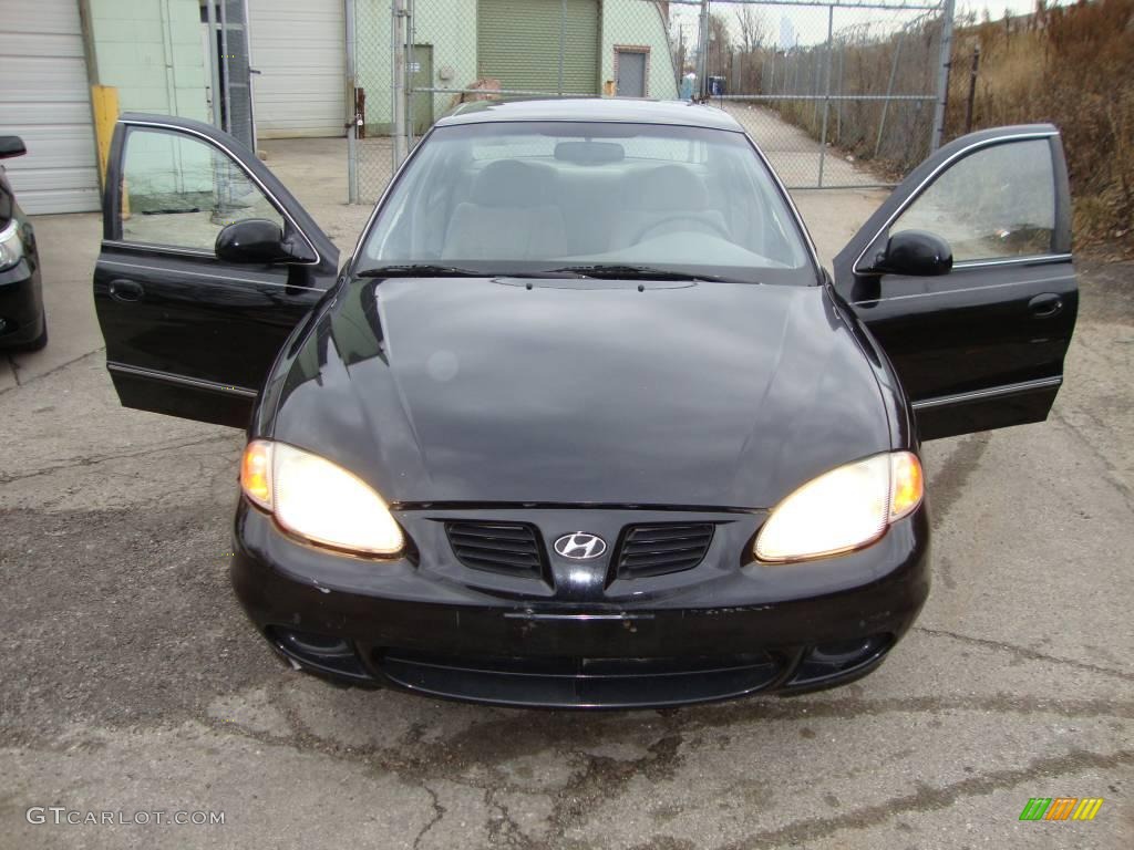 2000 Elantra GLS Sedan - Ebony Black / Beige photo #1