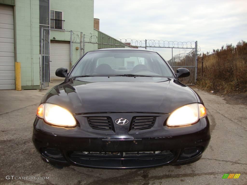 2000 Elantra GLS Sedan - Ebony Black / Beige photo #2