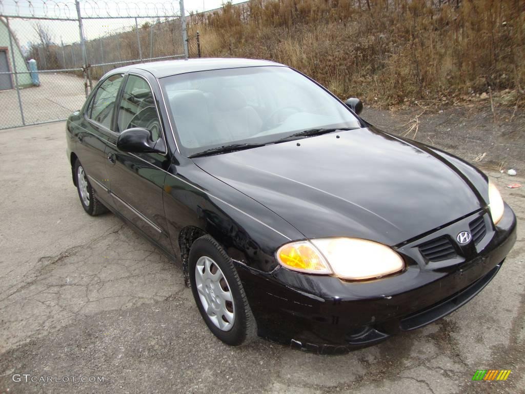2000 Elantra GLS Sedan - Ebony Black / Beige photo #3