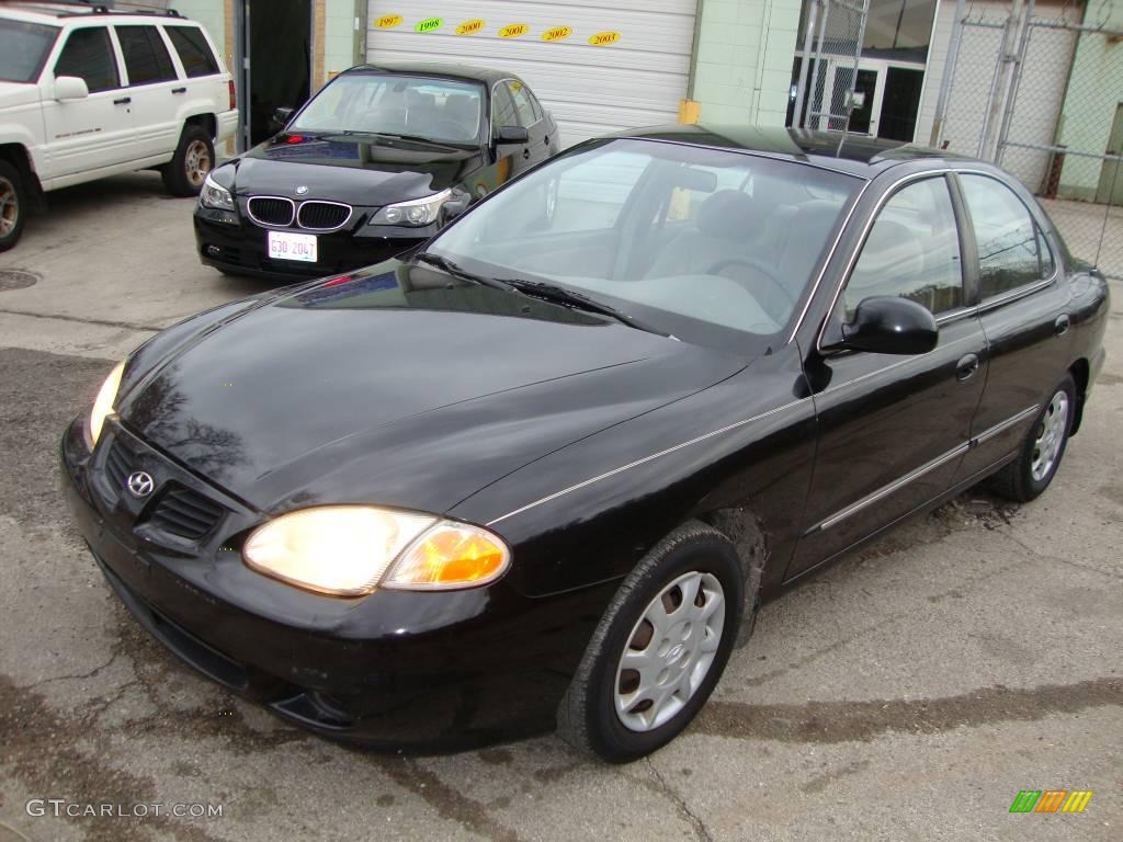 2000 Elantra GLS Sedan - Ebony Black / Beige photo #4