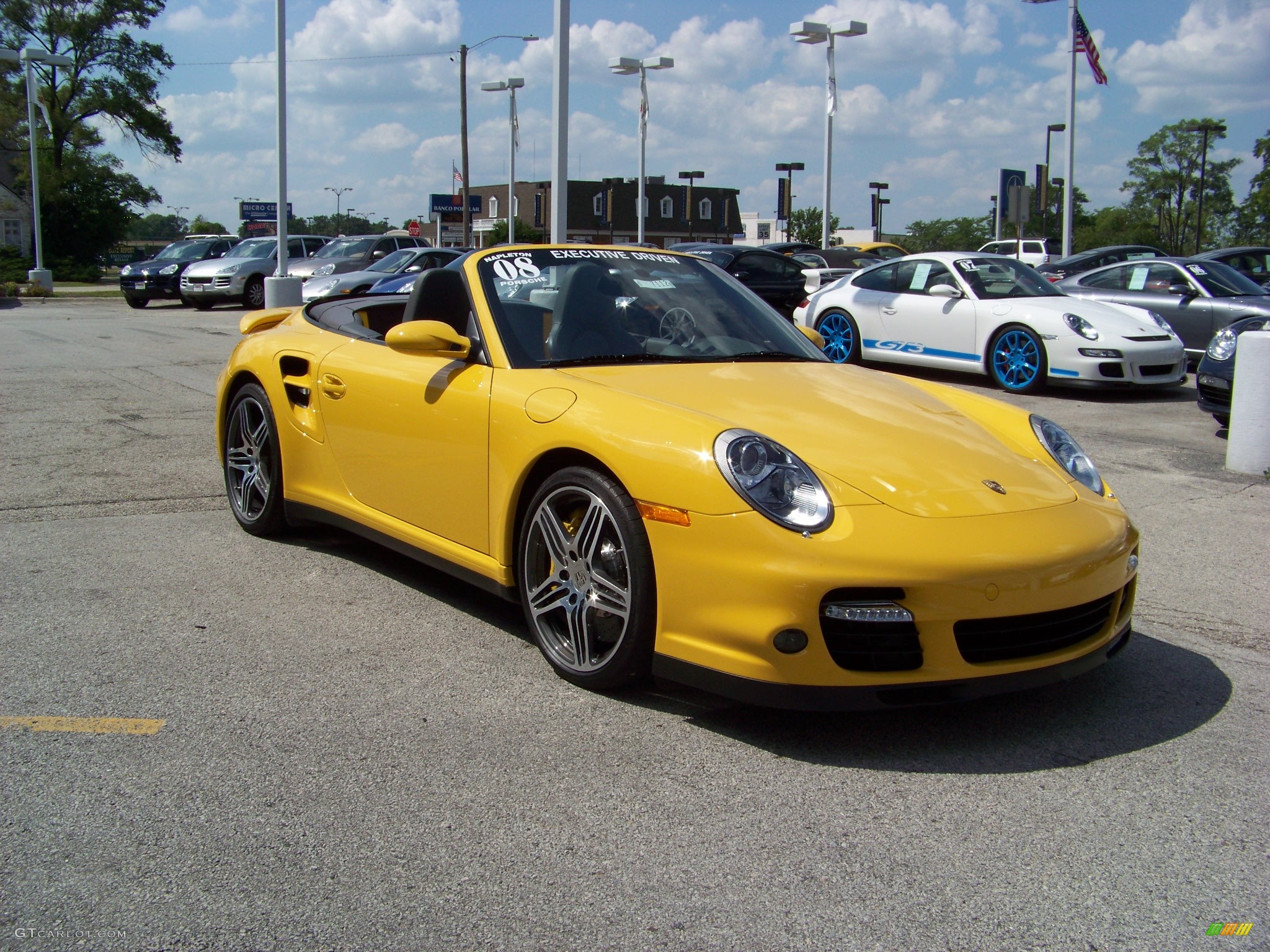 2008 911 Turbo Cabriolet - Speed Yellow / Stone Grey photo #3