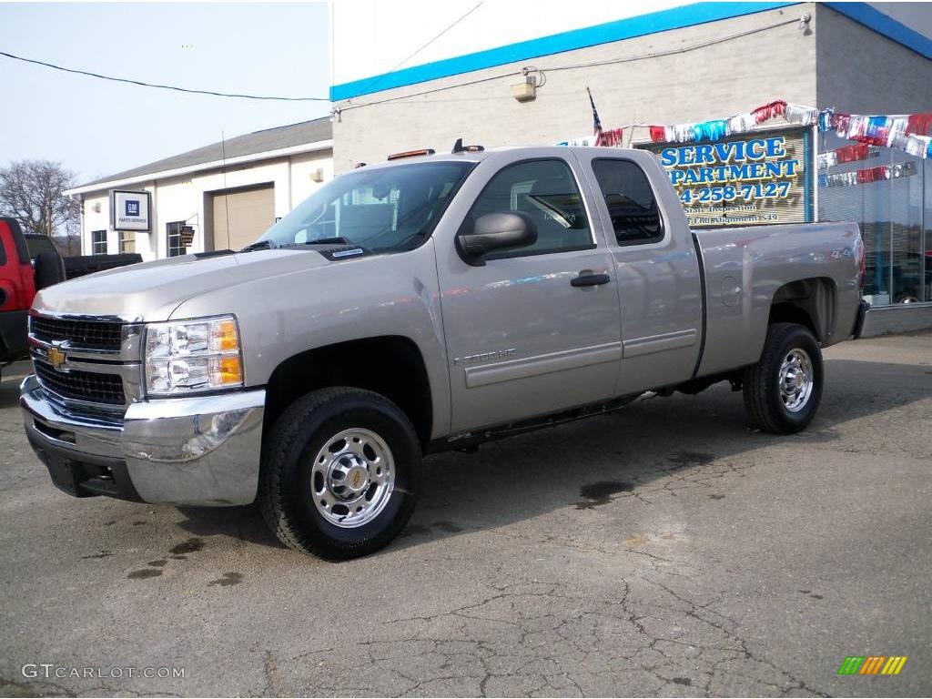 2009 Silverado 2500HD LT Extended Cab 4x4 - Silver Birch Metallic / Ebony photo #1