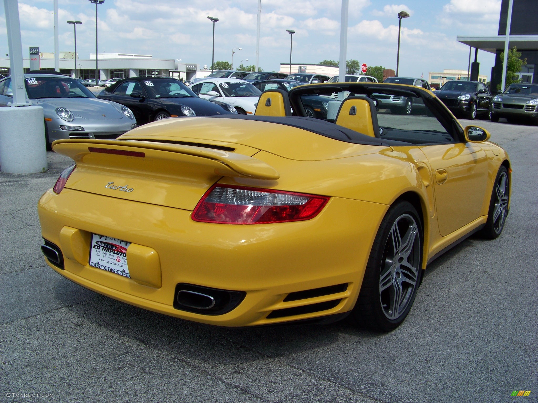 2008 911 Turbo Cabriolet - Speed Yellow / Stone Grey photo #6