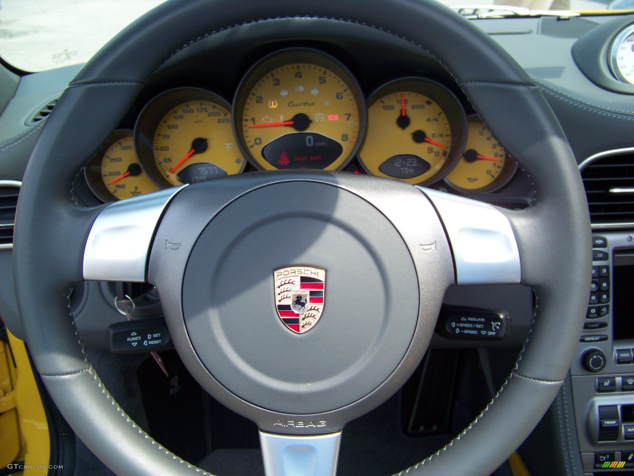 2008 911 Turbo Cabriolet - Speed Yellow / Stone Grey photo #13