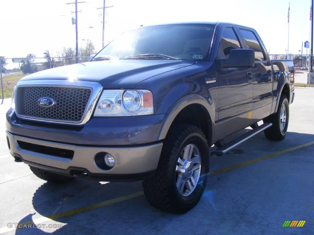 2006 F150 Lariat SuperCrew 4x4 - Medium Wedgewood Blue Metallic / Tan photo #7