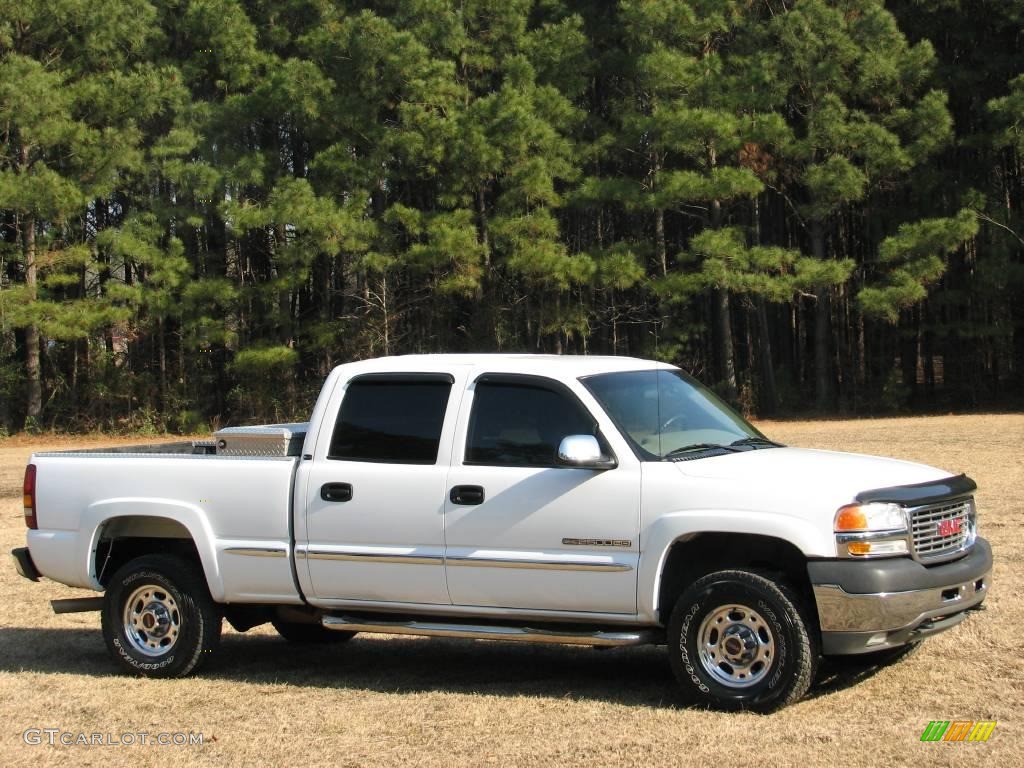 2002 Sierra 2500HD SLE Crew Cab - Summit White / Neutral photo #1