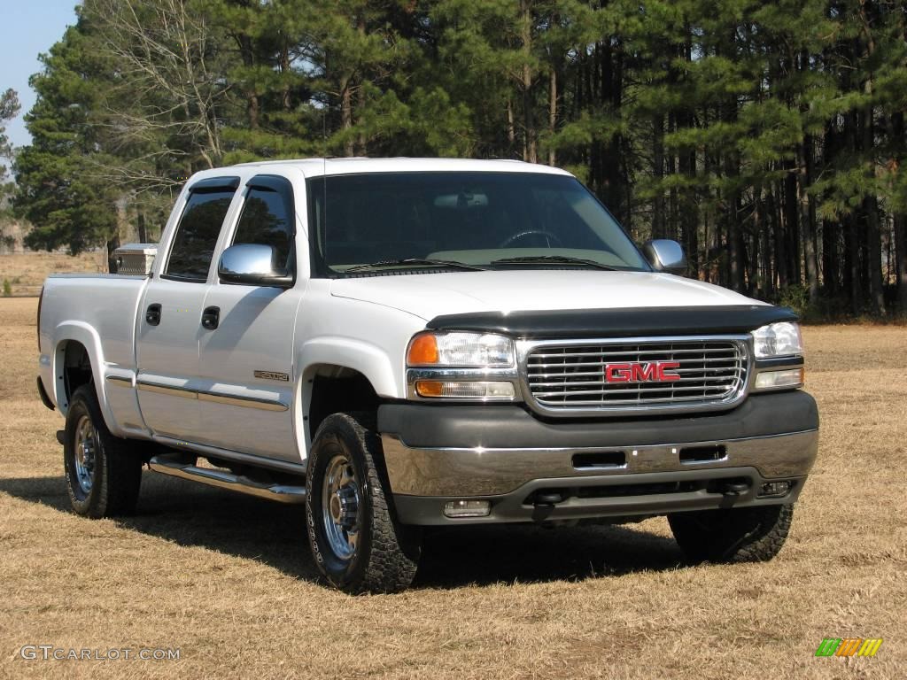 2002 Sierra 2500HD SLE Crew Cab - Summit White / Neutral photo #3