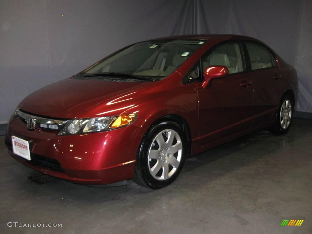 2008 Civic LX Sedan - Tango Red Pearl / Ivory photo #1