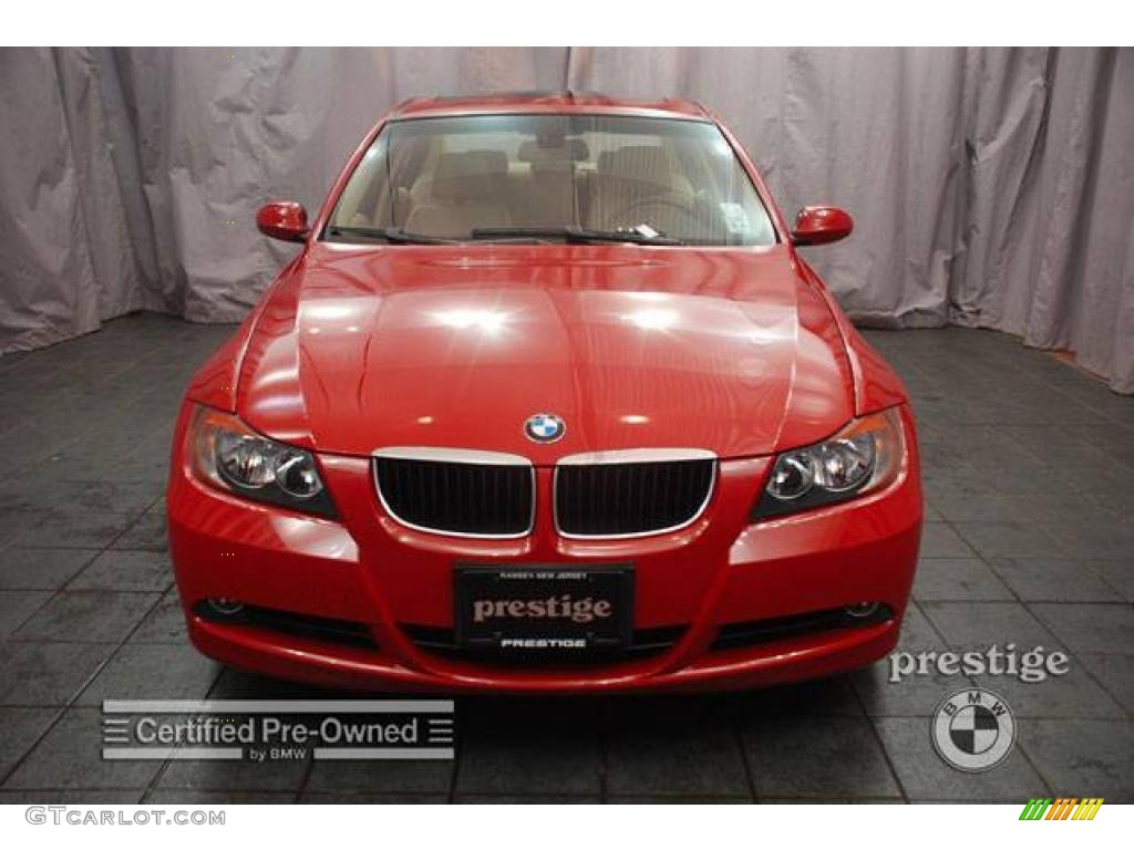 2006 3 Series 325i Sedan - Electric Red / Beige photo #6