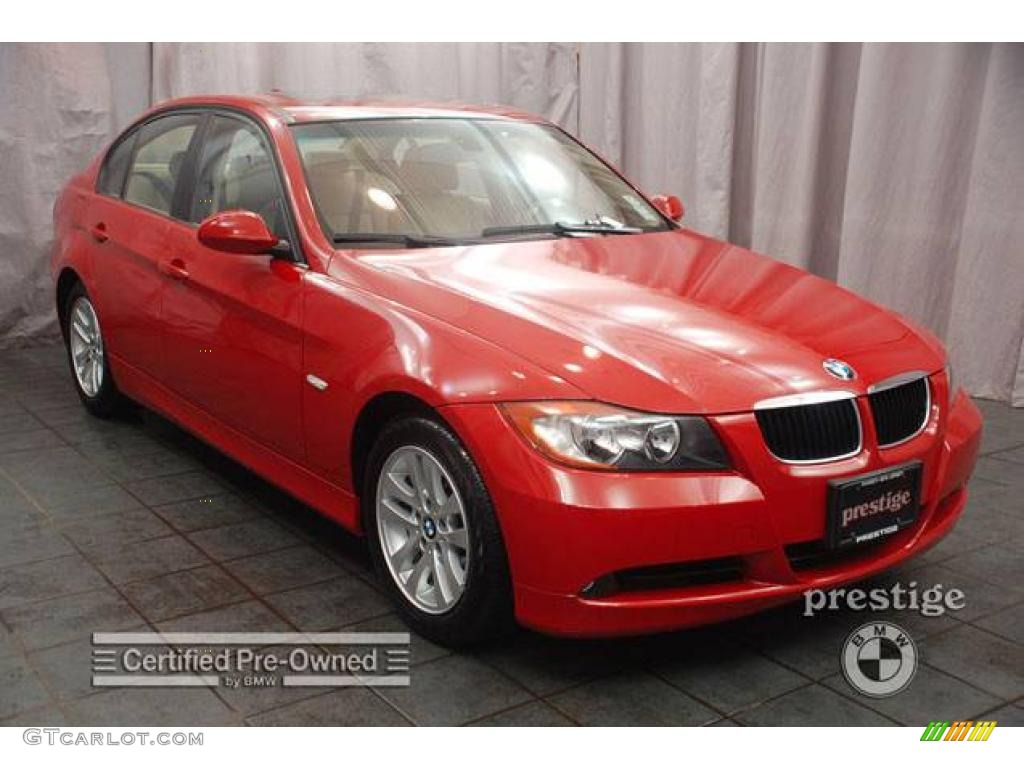 2006 3 Series 325i Sedan - Electric Red / Beige photo #7