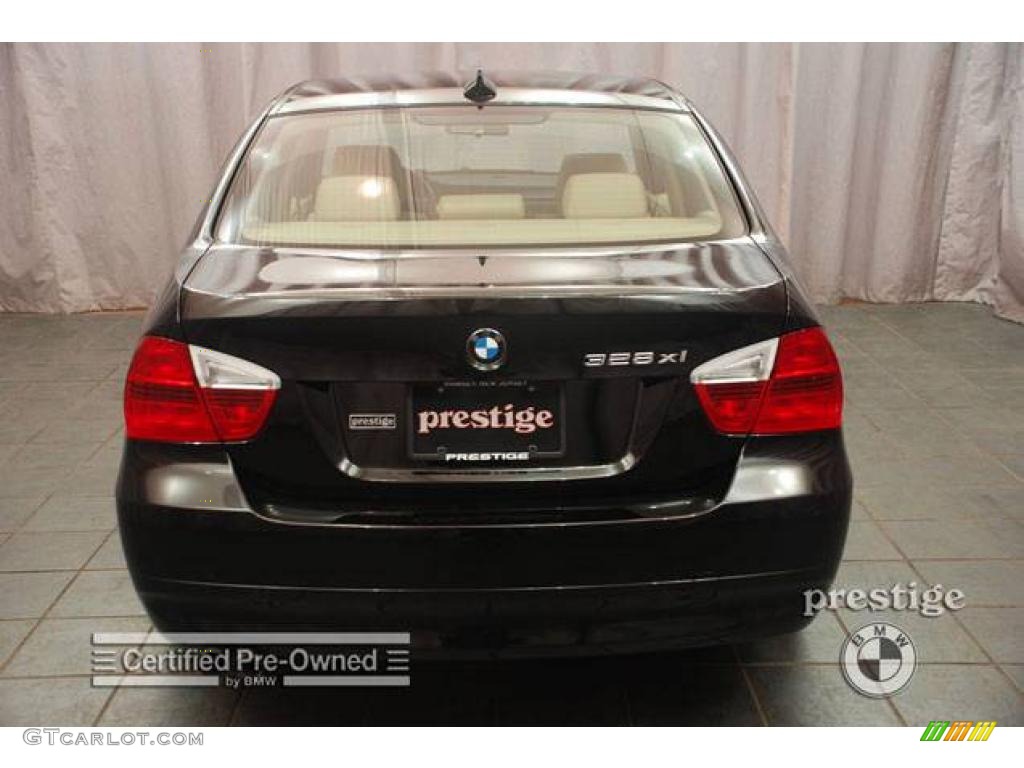 2007 3 Series 328xi Sedan - Jet Black / Beige photo #2