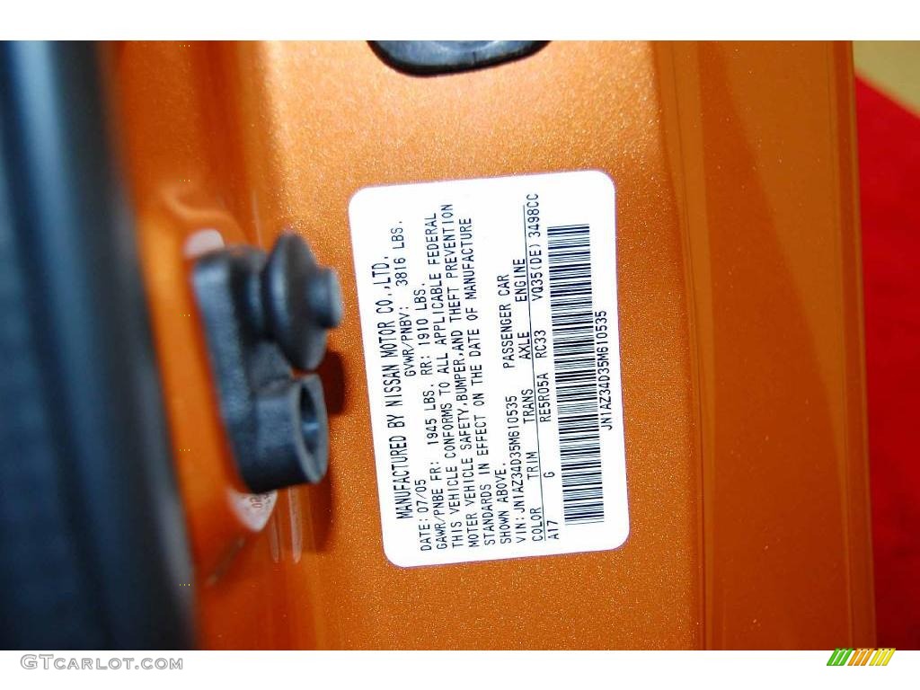 2005 350Z Color Code A17 for Le Mans Sunset Metallic Photo #2378148