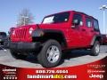 2010 Flame Red Jeep Wrangler Unlimited Sport 4x4  photo #1