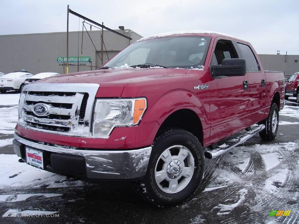 2009 F150 XLT SuperCrew 4x4 - Razor Red Metallic / Camel/Tan photo #1