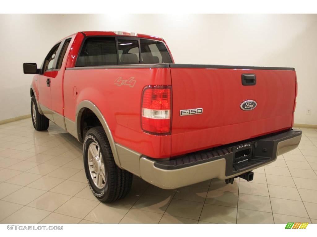 2005 F150 Lariat SuperCab 4x4 - Bright Red / Tan photo #5