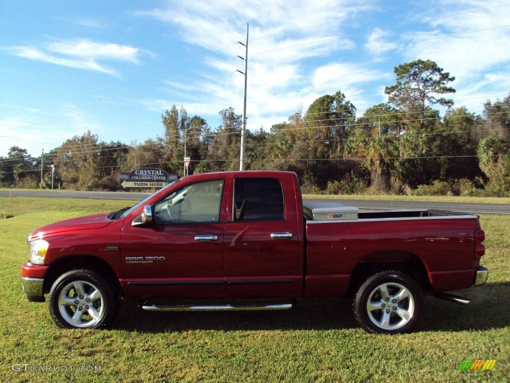 2007 Ram 1500 Thunder Road Quad Cab 4x4 - Inferno Red Crystal Pearl / Khaki Beige photo #2