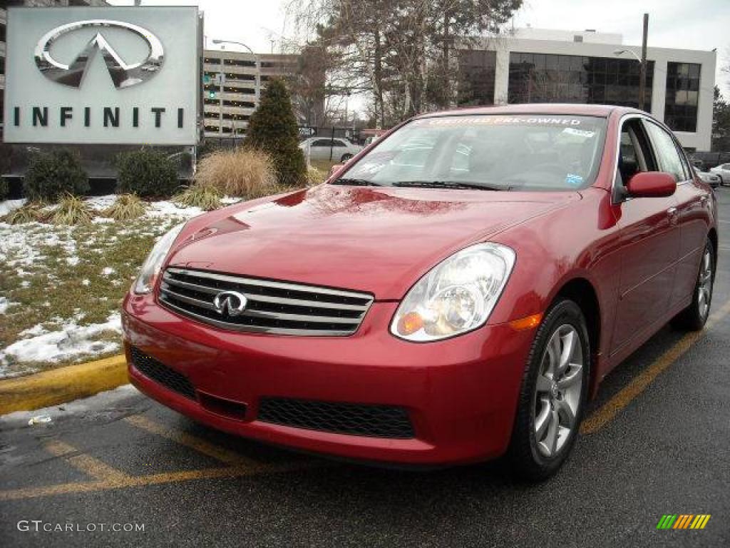 2006 G 35 x Sedan - Garnet Fire Red Metallic / Graphite photo #1