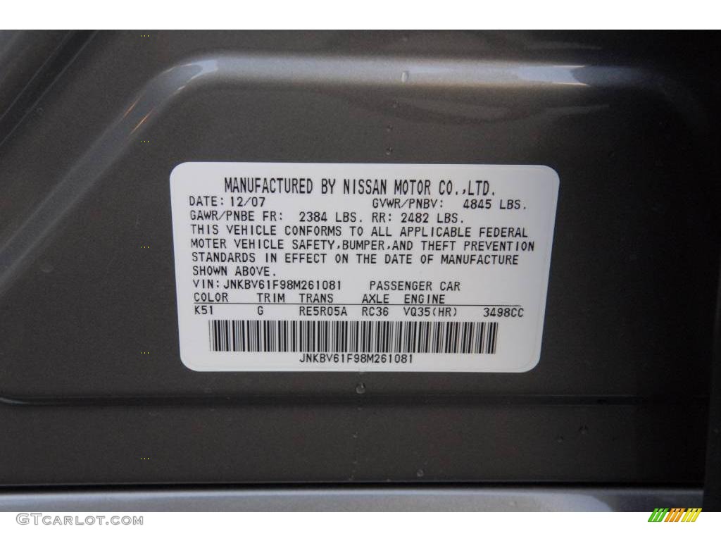 2008 G Color Code K51 for Platinum Graphite Gray Photo #2396288
